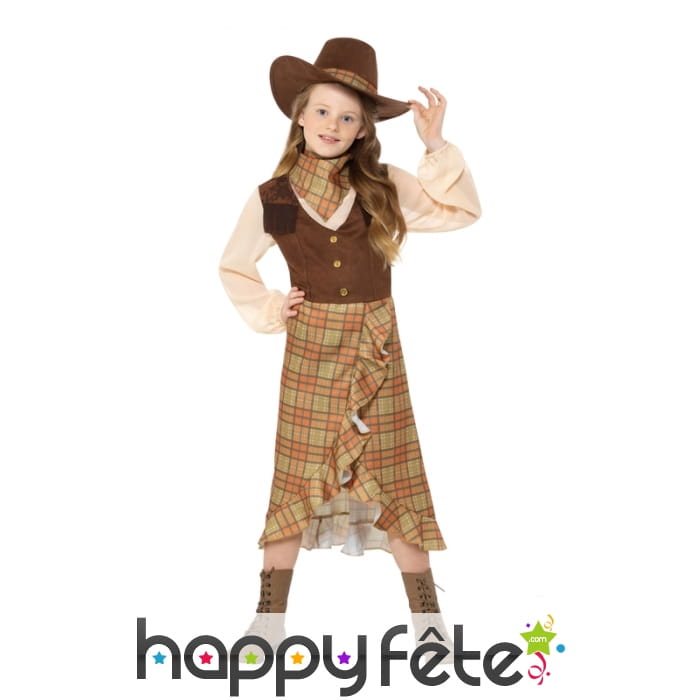 Déguisement de petite CowGirl marron pour enfant