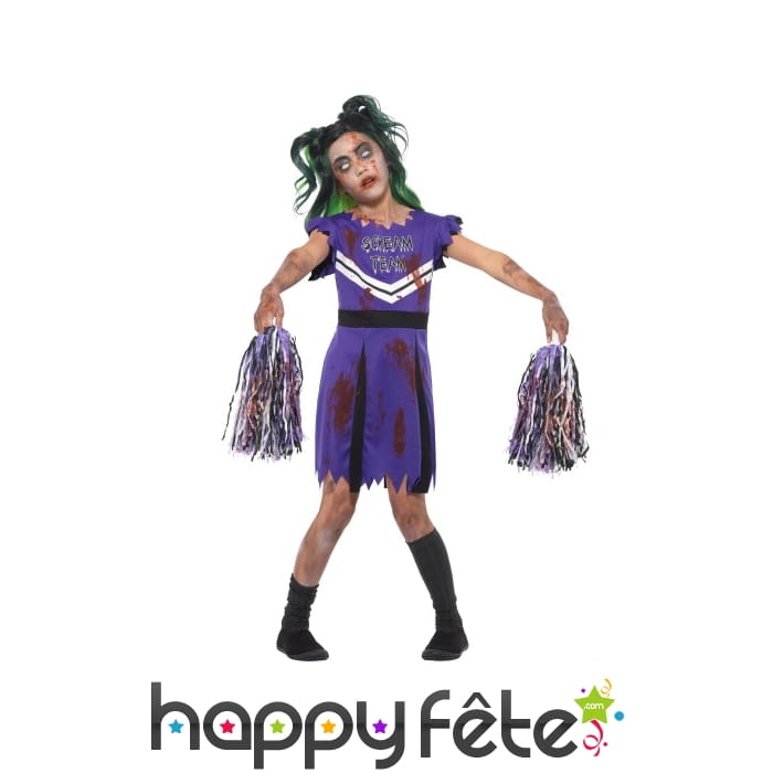 Déguisement de petite pom pom girl zombie