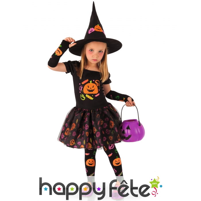 D&eacute;guisement de petite sorci&egrave;re citrouille