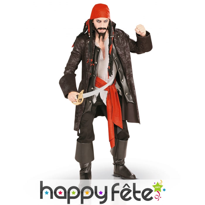 Déguisement de pirate manteau marron pour homme