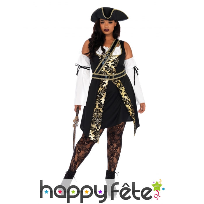 Déguisement de pirate noir doré grande taille