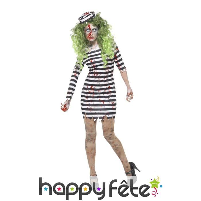 Déguisement de prisonnière zombie robe courte