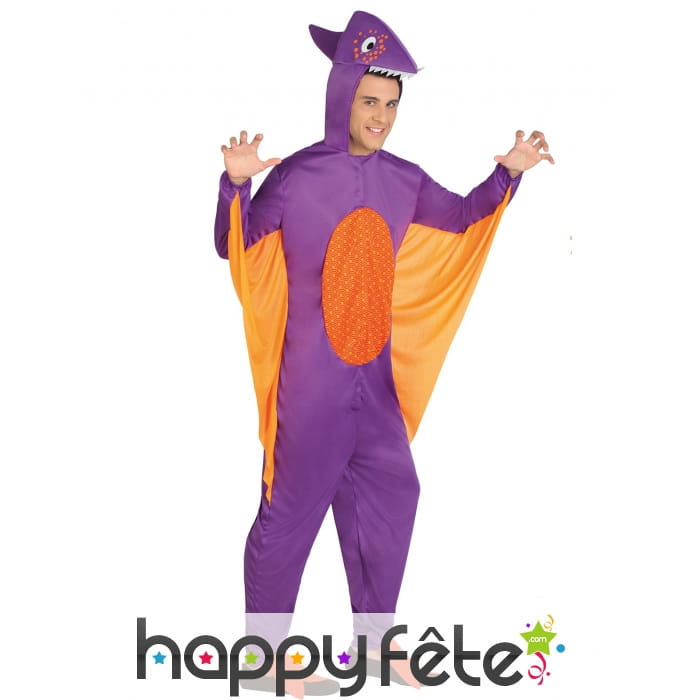 Déguisement de ptérodactyle violet pour homme
