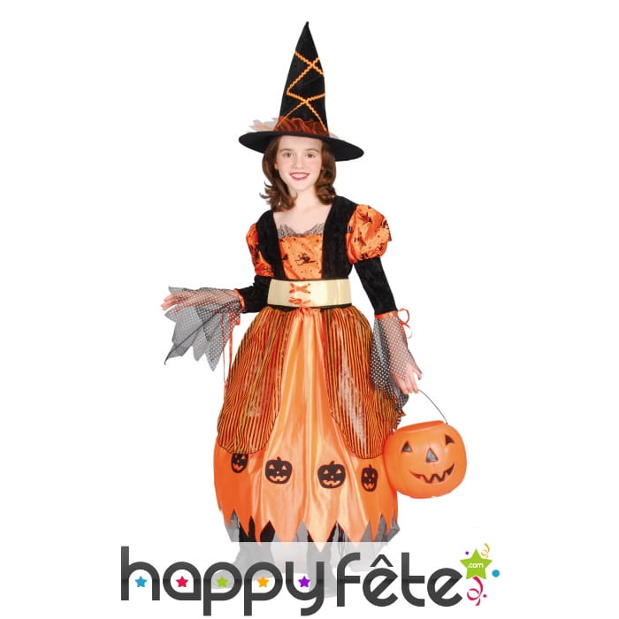 Déguisement de sorcière citrouille pour fillette