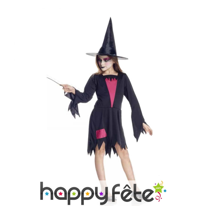 Déguisement de sorcière noir et fuchsia pour fille