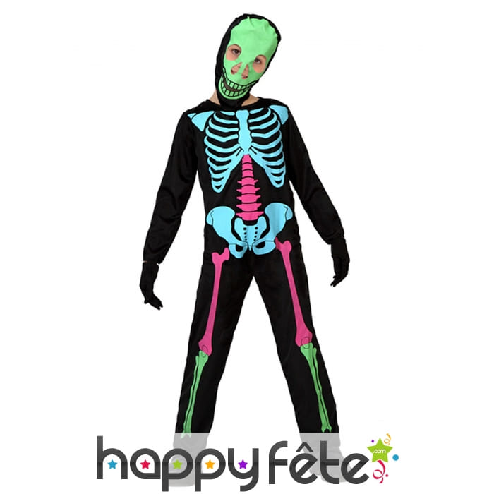 Déguisement de squelette coloré pour enfant