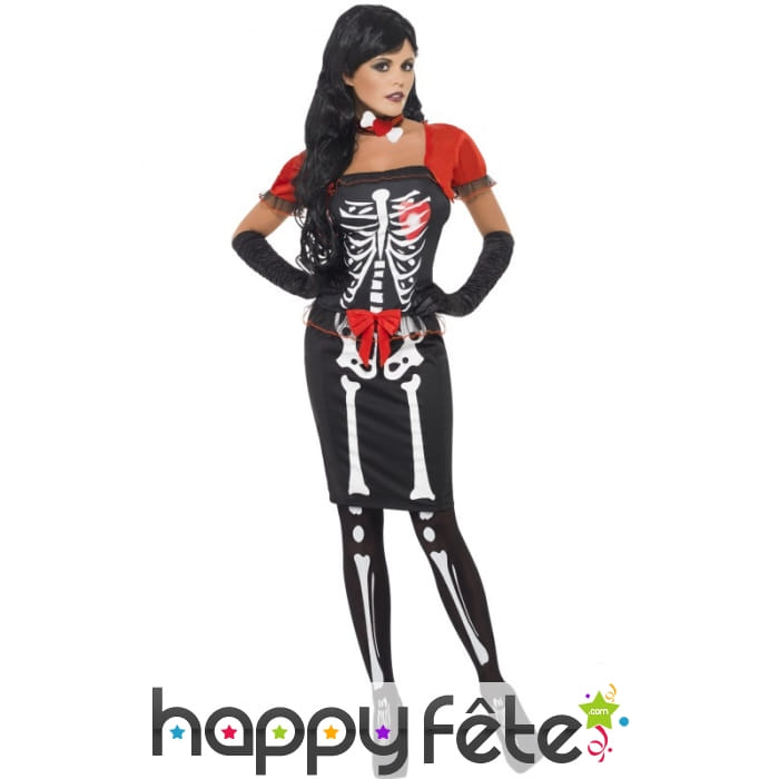 Déguisement de squelette femme élégante
