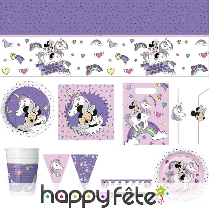 Déco de table d'anniversaire Minnie et la licorne
