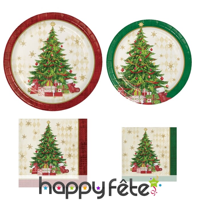 Déco de table de Noël imprimée sapin et cadeaux