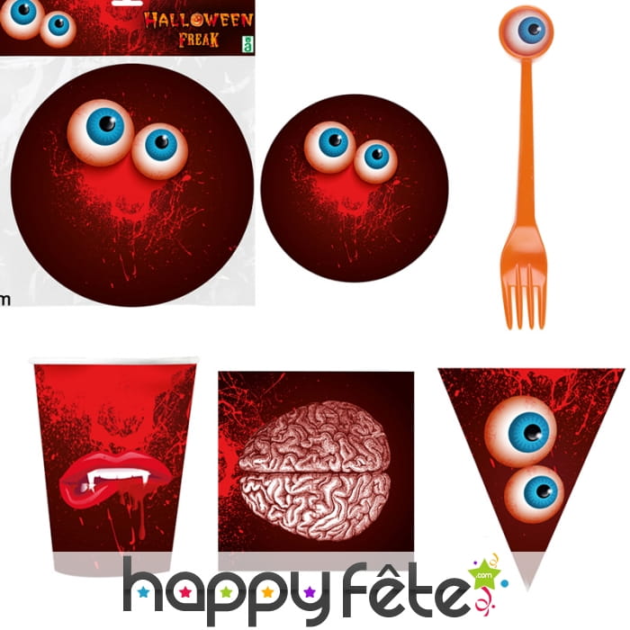 Déco de table Halloween yeux, cerveau et sang
