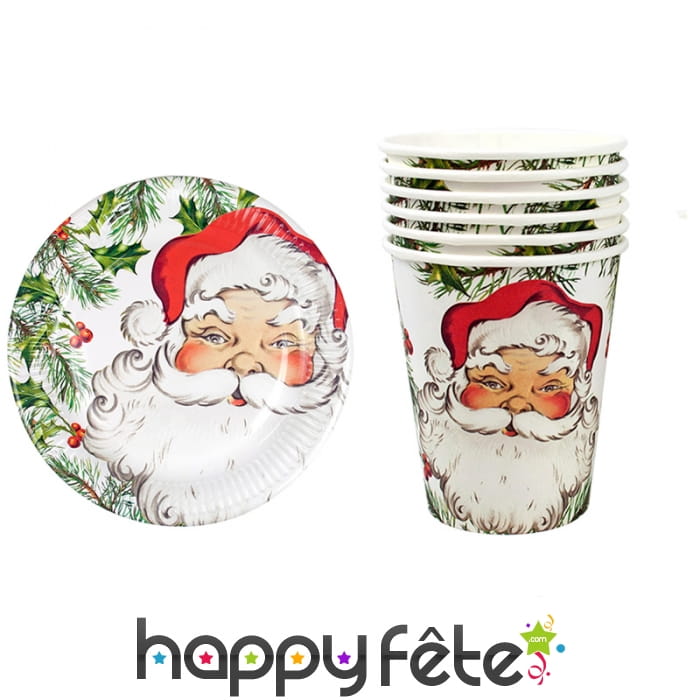 Déco de table Père Noël rouge et vert en carton