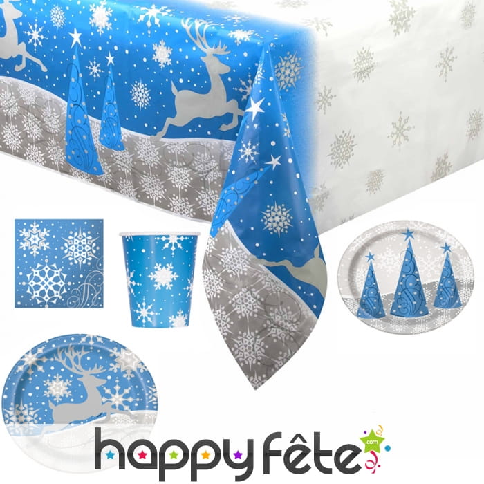 Décoration de table Flocons blancs et rennes