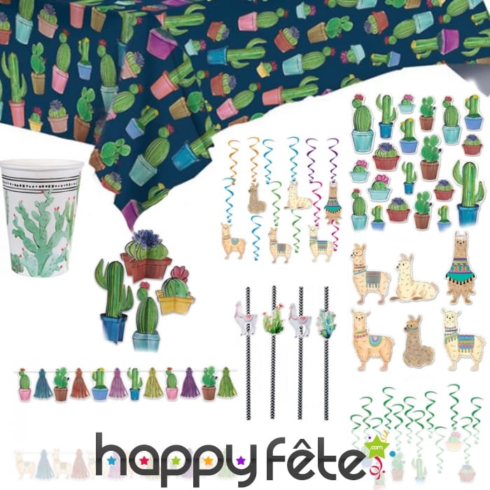 Décoration de table lama et cactus