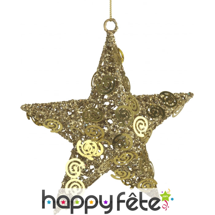 Déco étoile dorée de noël en métal et pvc