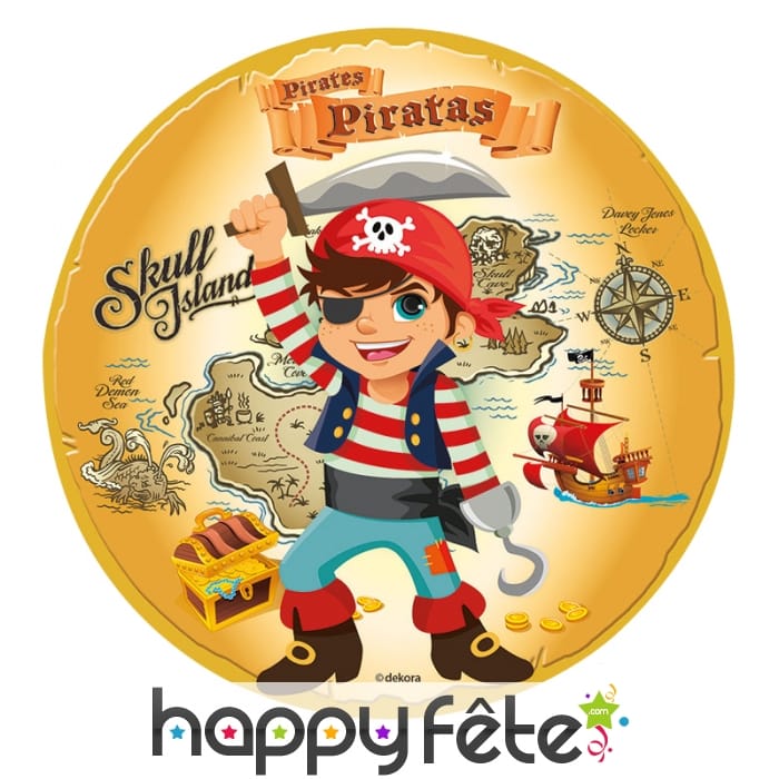 Disque en sucre piratas, 16cm