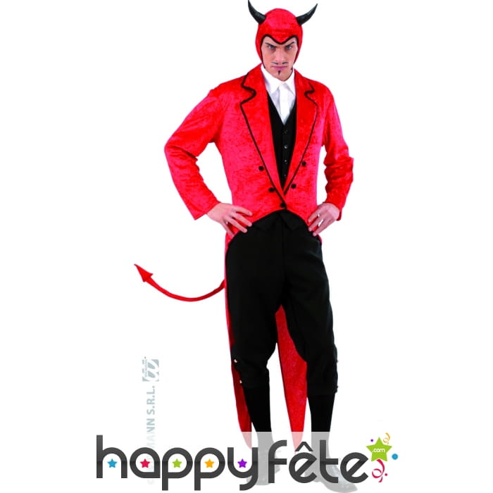 Déguisement frac de diable en velours rouge
