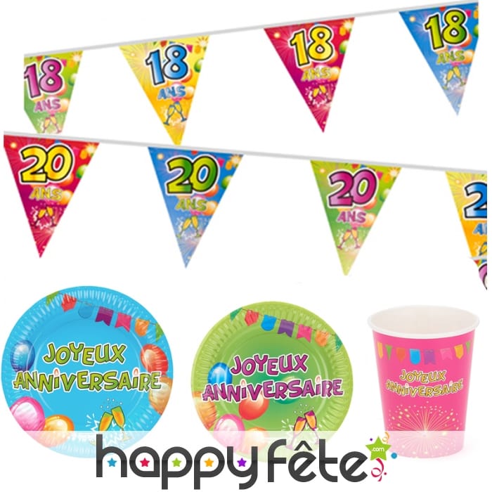 Décos Fiesta joyeux anniversaire colorées