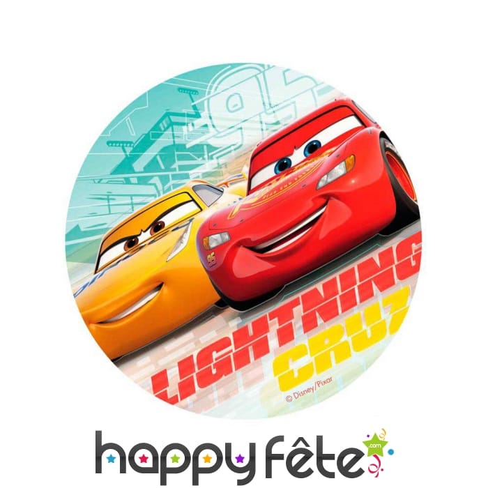 Disque Flash McQeen et Cruz Ramirez en azyme, 20cm
