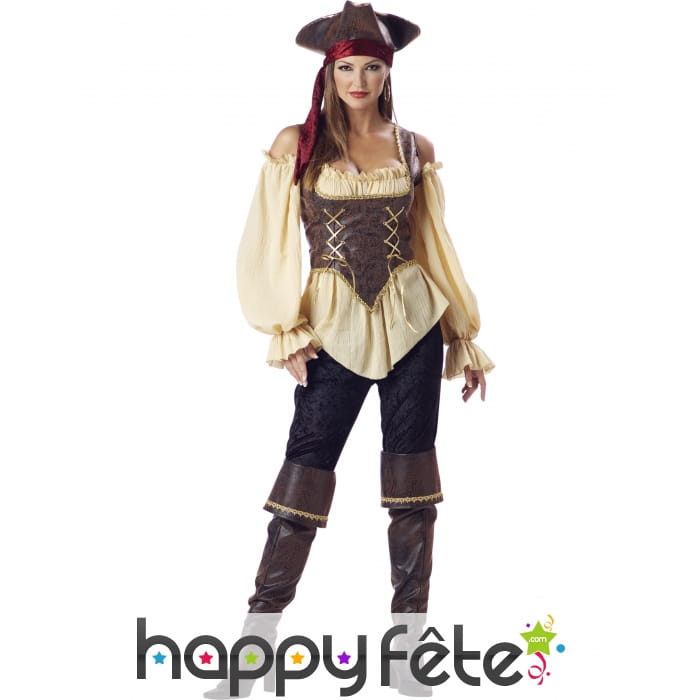 Déguisement femme pirate authentique, prémium
