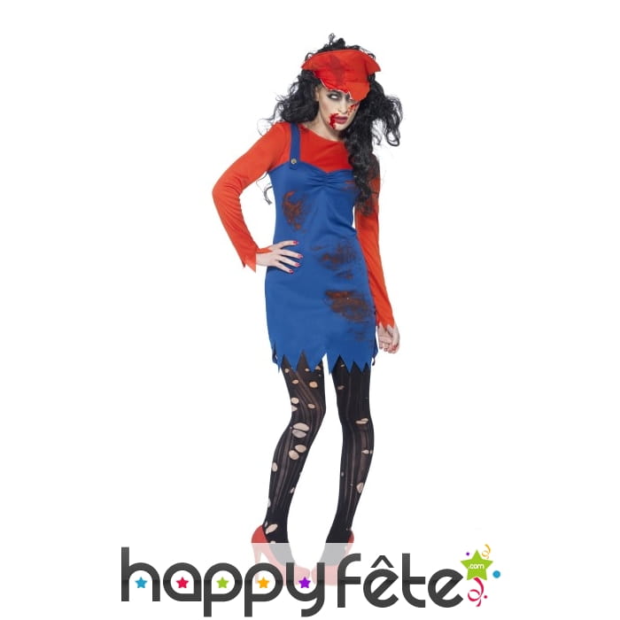 Déguisement femme plombier zombie