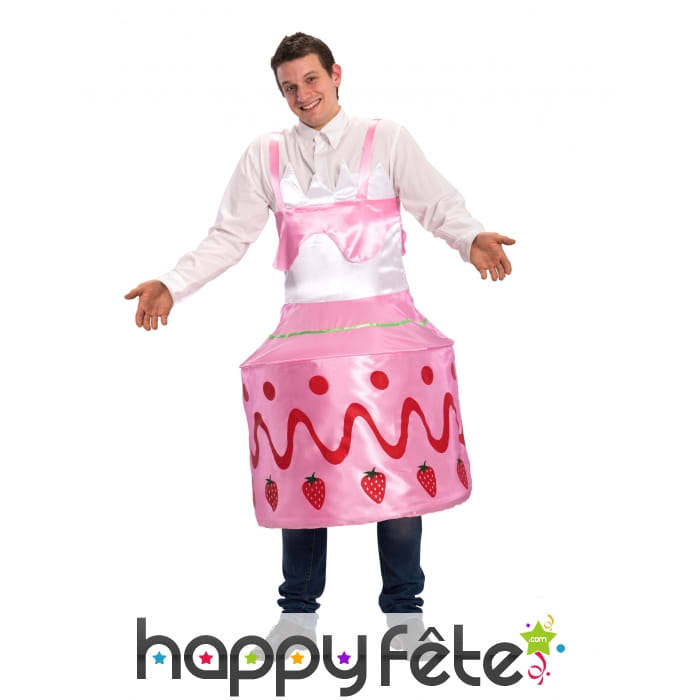 Déguisement gâteau fraisier effet satiné adulte