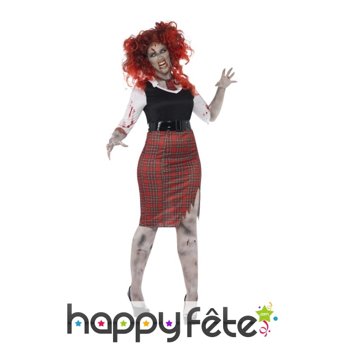 Déguisement grande taille de zombie écolière