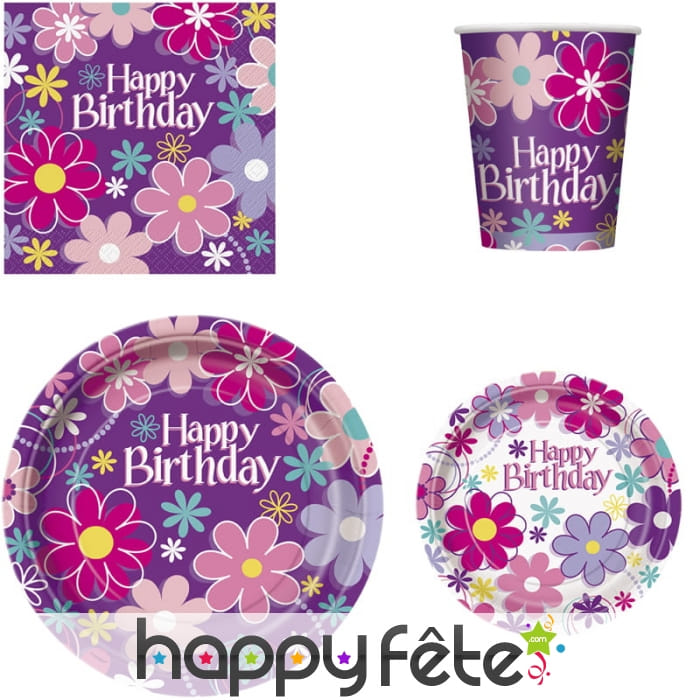 Décorations Happy Birthday fleuries