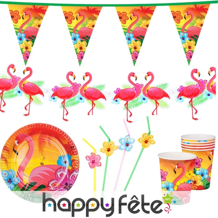 Décorations Hawai flamant rose