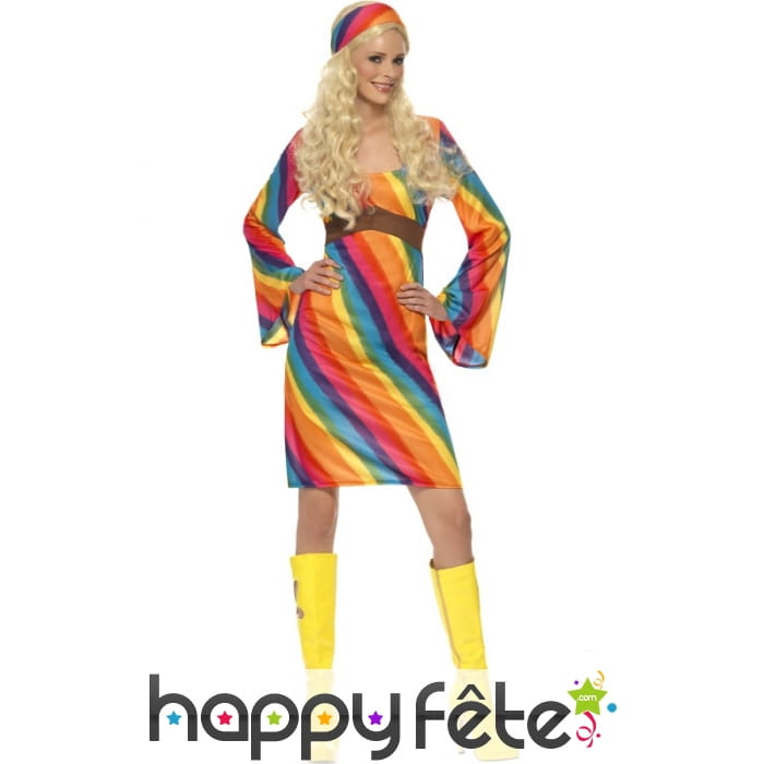 Déguisement hippie femme arc en ciel