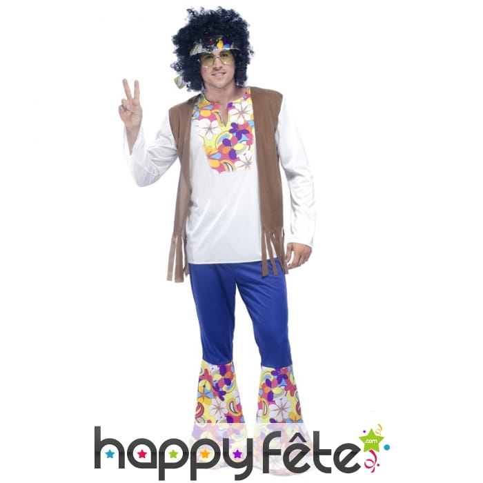 Déguisement hippie patte d'eph fleuries