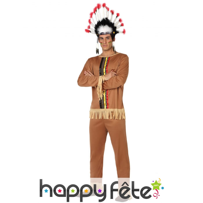 Déguisement indien marron avec franges