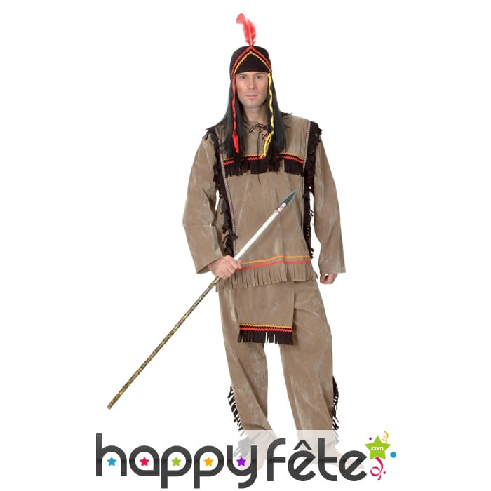 Déguisement indien marron clair effet velours
