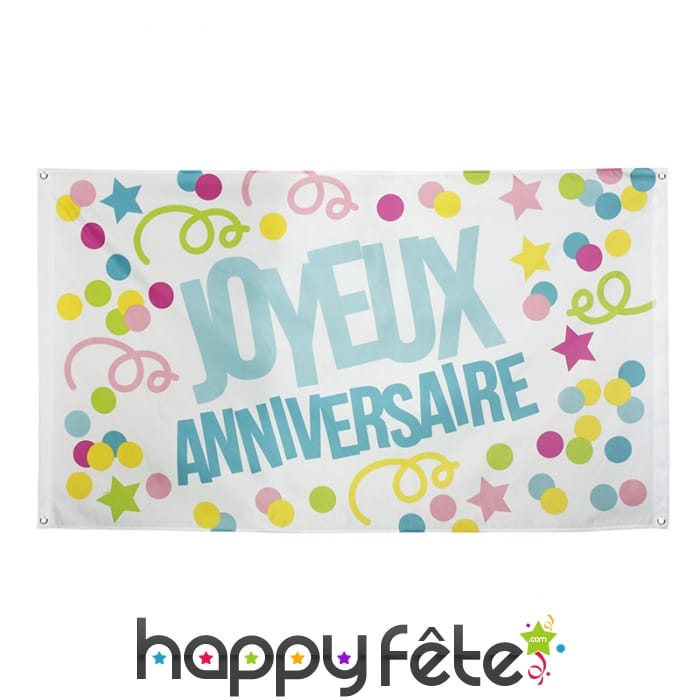 Drapeau joyeux anniversaire, 90 x 150 cm