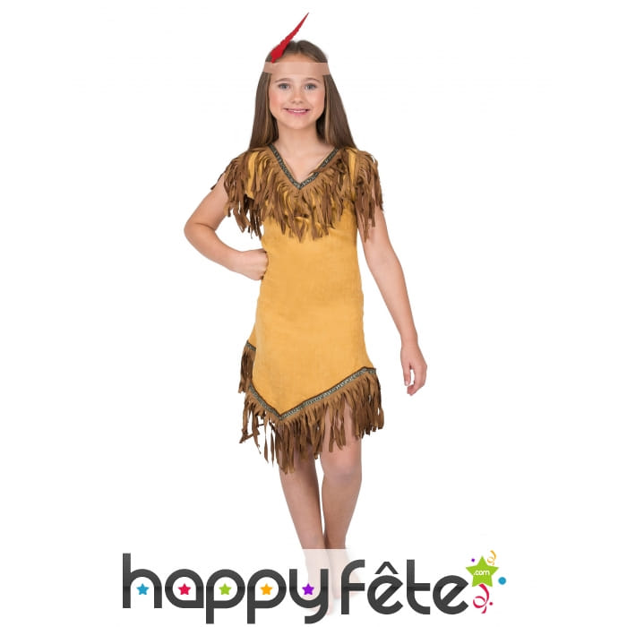 Déguisement jaune marron de petite Indienne