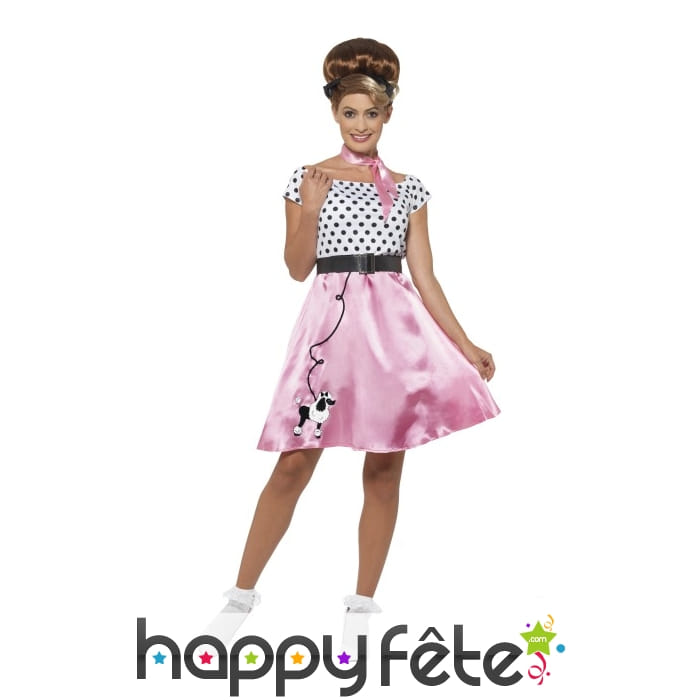 Déguisement jupe rose rock'n roll années 50