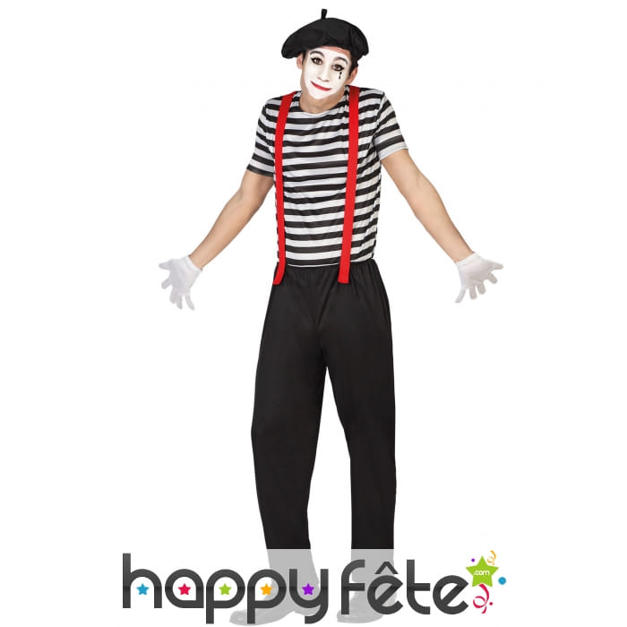 Déguisement ligné de mime pour adulte