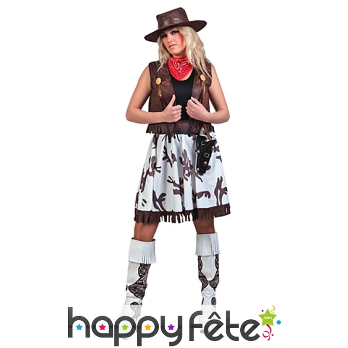 Déguisement marron blanc de cow-girl