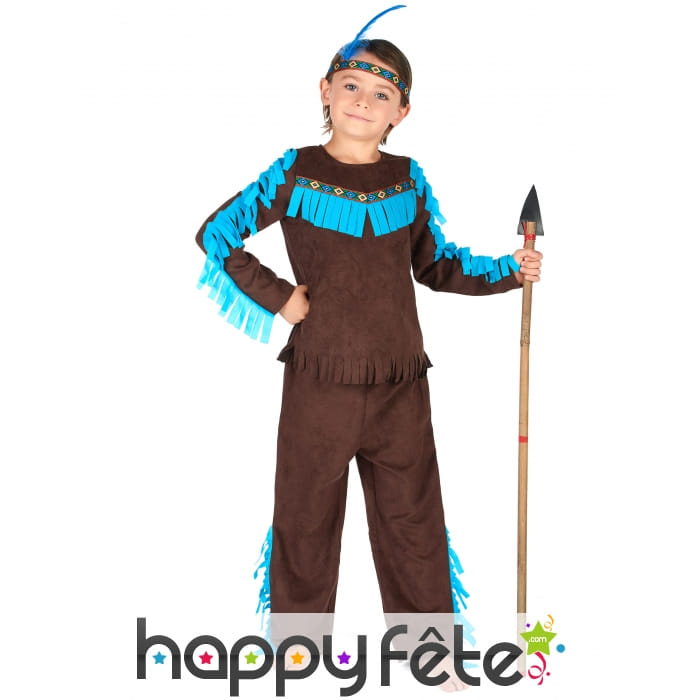 Déguisement marron bleu de petit Indien