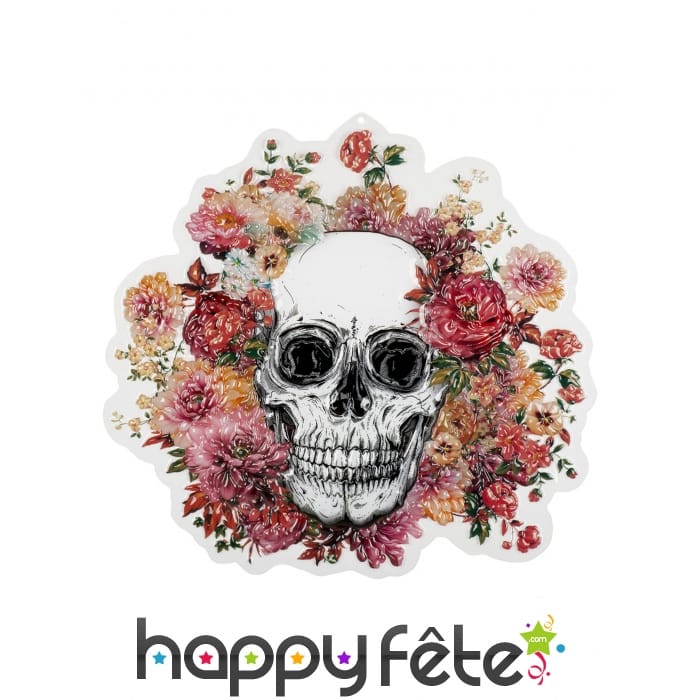 Déco murale crâne fleuri de 50cm.