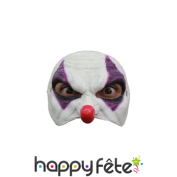 Demi masque clown blanc yeux violets