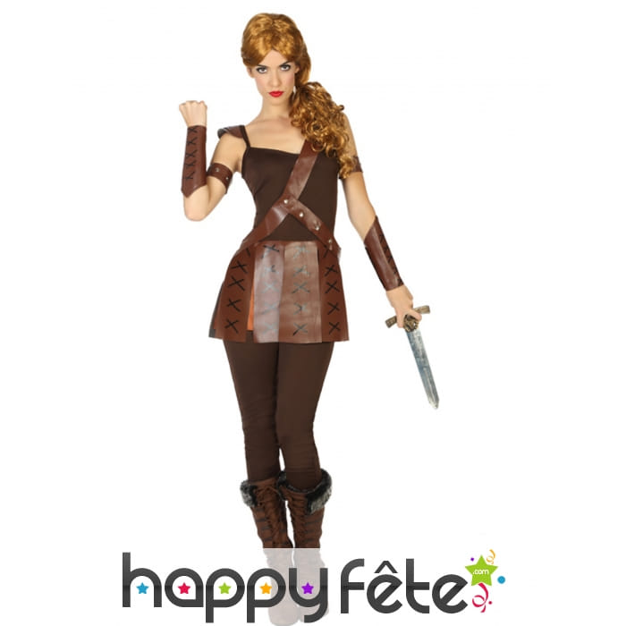 Déguisement marron de femme gladiatrice