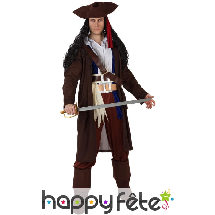 Déguisement marron de pirate, gilet long