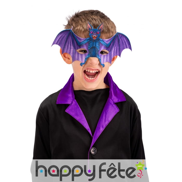 Demi-masque de chauve souris violette pour enfant
