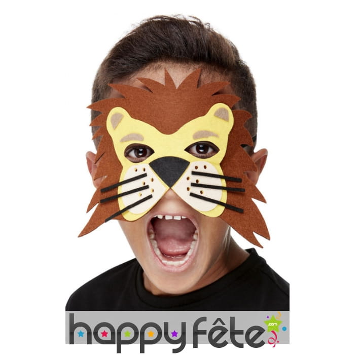 Demi masque de lion marron pour enfant
