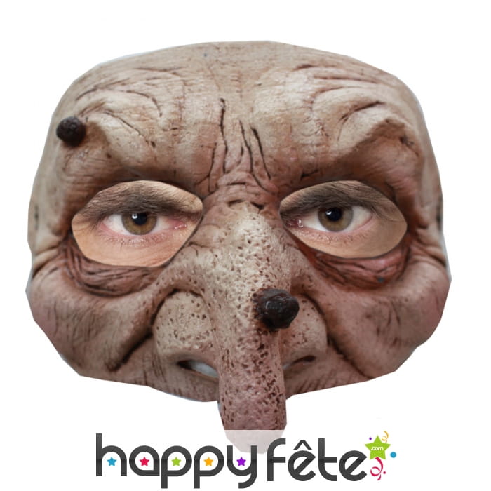 Demi-masque de sorcière verruqueuse