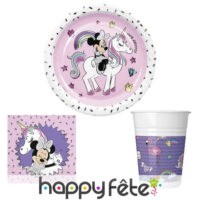 Déco Minnie et licorne pour table d'anniversaire