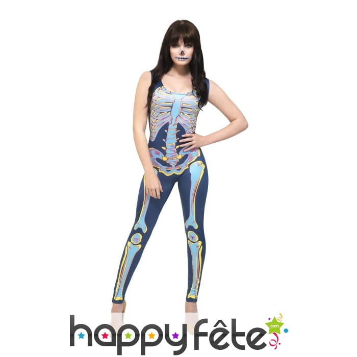 Déguisement moulant et coloré de squelette sexy