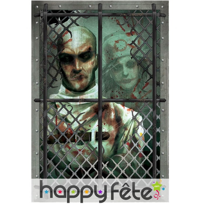 Déco murale fenêtre d'asile Halloween