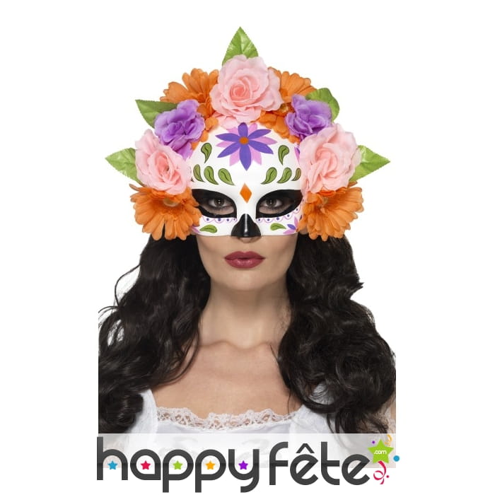 Demi masque floral jour des morts