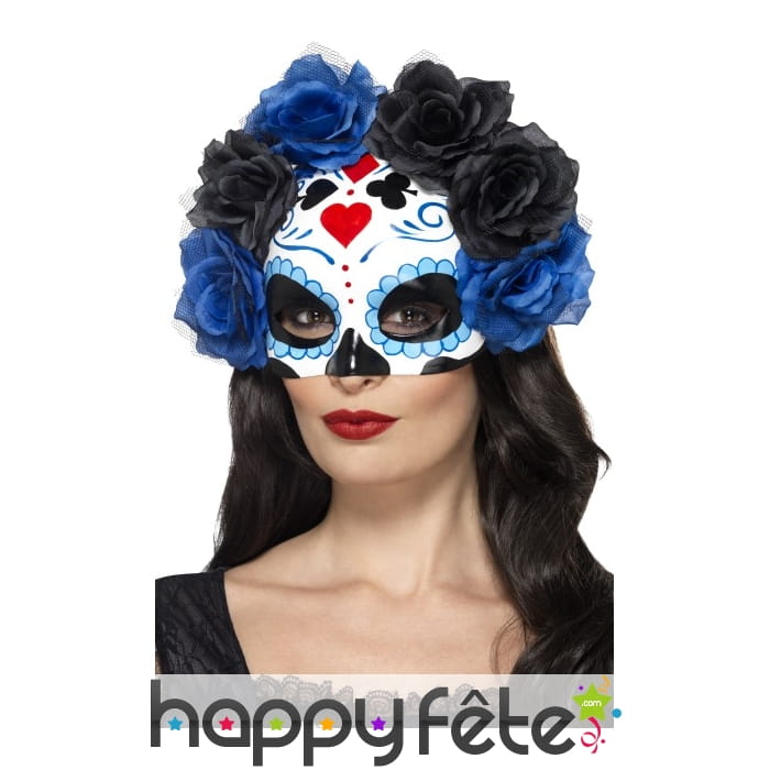 Demi masque jour des morts avec roses